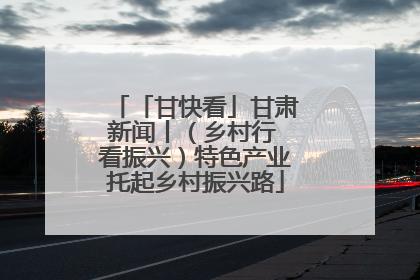 「甘快看」甘肃新闻丨（乡村行 看振兴）特色产业托起乡村振兴路
