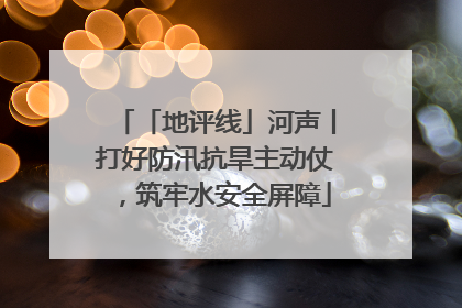 「地评线」河声丨打好防汛抗旱主动仗，筑牢水安全屏障