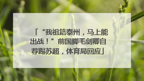 “我祖籍泰州，马上能出战！”前国脚毛剑卿自荐踢苏超，体育局回应