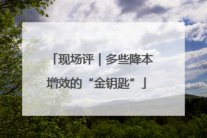 现场评｜多些降本增效的“金钥匙”