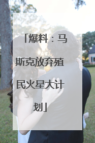 爆料：马斯克放弃殖民火星大计划