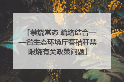 禁烧常态 疏堵结合——省生态环境厅答秸秆禁限烧有关政策问题