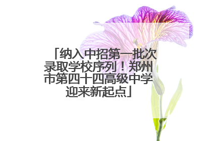 纳入中招第一批次录取学校序列！郑州市第四十四高级中学迎来新起点