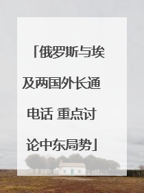 俄罗斯与埃及两国外长通电话 重点讨论中东局势