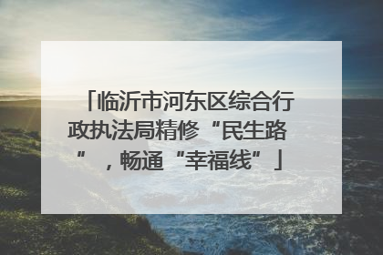 临沂市河东区综合行政执法局精修“民生路”，畅通“幸福线”