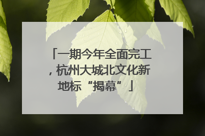 一期今年全面完工，杭州大城北文化新地标“揭幕”