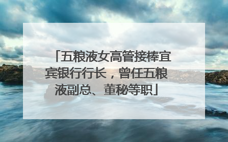 五粮液女高管接棒宜宾银行行长，曾任五粮液副总、董秘等职