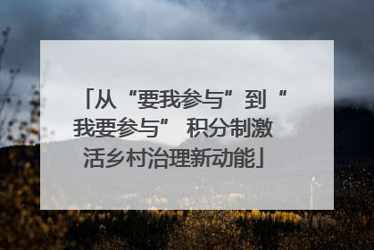 从“要我参与”到“我要参与” 积分制激活乡村治理新动能