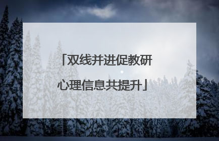 双线并进促教研 心理信息共提升