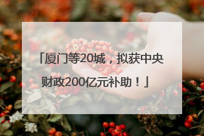 厦门等20城，拟获中央财政200亿元补助！