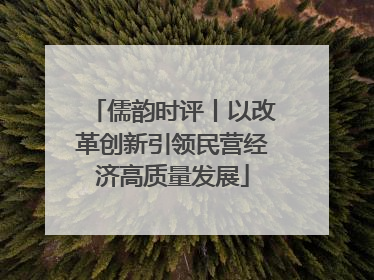 儒韵时评丨以改革创新引领民营经济高质量发展