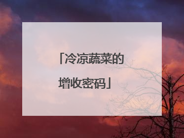 冷凉蔬菜的增收密码