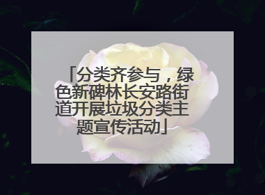 分类齐参与，绿色新碑林长安路街道开展垃圾分类主题宣传活动