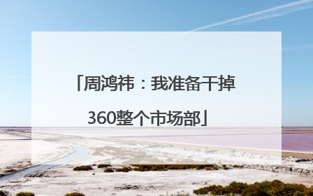 周鸿祎：我准备干掉360整个市场部