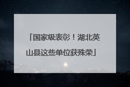 国家级表彰！湖北英山县这些单位获殊荣