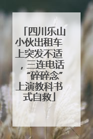 四川乐山小伙出租车上突发不适，三连电话“碎碎念”上演教科书式自救