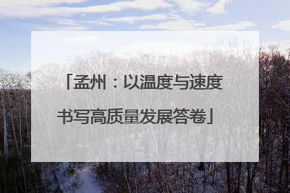 孟州：以温度与速度书写高质量发展答卷