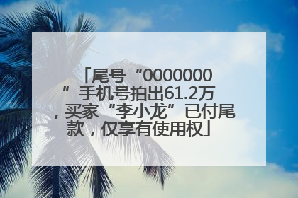 尾号“0000000”手机号拍出61.2万，买家“李小龙”已付尾款，仅享有使用权