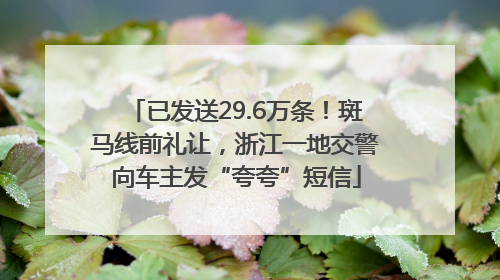 已发送29.6万条！斑马线前礼让，浙江一地交警向车主发“夸夸”短信