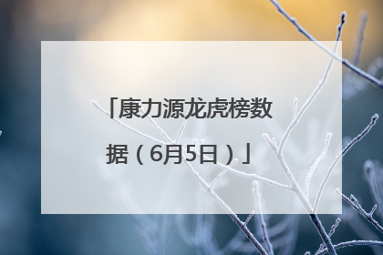 康力源龙虎榜数据（6月5日）