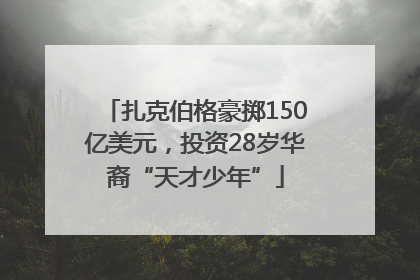 扎克伯格豪掷150亿美元，投资28岁华裔“天才少年”