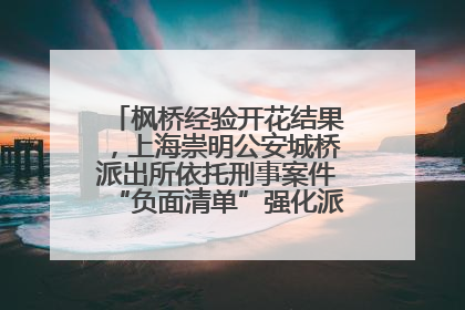 枫桥经验开花结果，上海崇明公安城桥派出所依托刑事案件“负面清单”强化派出所“主防”