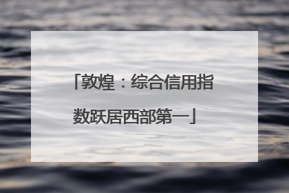 敦煌：综合信用指数跃居西部第一