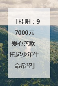 桂阳：97000元爱心善款 托起少年生命希望