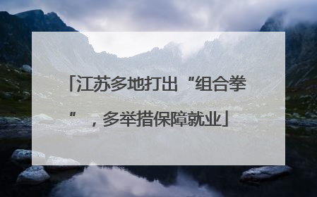 江苏多地打出“组合拳”，多举措保障就业