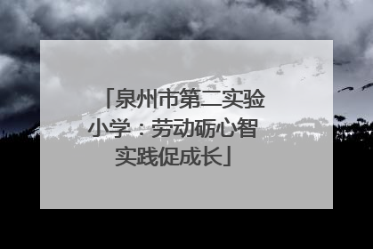 泉州市第二实验小学：劳动砺心智实践促成长