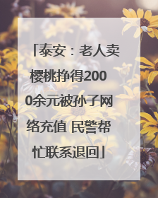 泰安：老人卖樱桃挣得2000余元被孙子网络充值 民警帮忙联系退回
