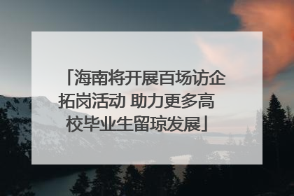 海南将开展百场访企拓岗活动 助力更多高校毕业生留琼发展