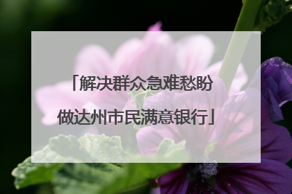 解决群众急难愁盼 做达州市民满意银行