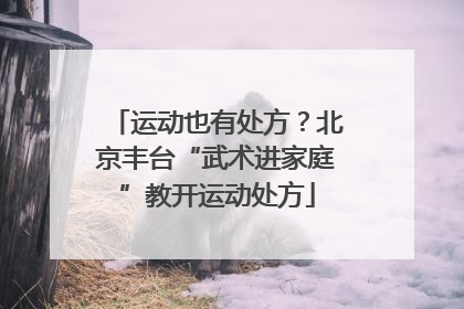 运动也有处方？北京丰台“武术进家庭”教开运动处方
