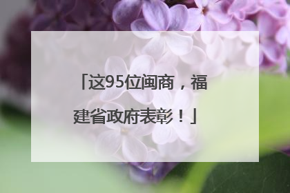 这95位闽商，福建省政府表彰！