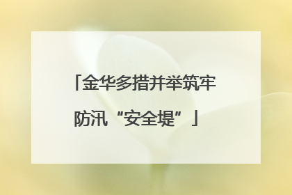金华多措并举筑牢防汛“安全堤”