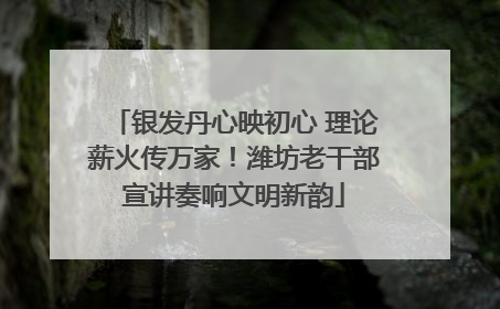 银发丹心映初心 理论薪火传万家！潍坊老干部宣讲奏响文明新韵