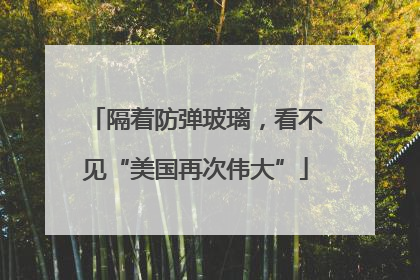 隔着防弹玻璃，看不见“美国再次伟大”