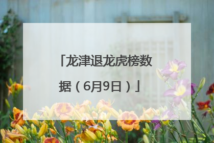 龙津退龙虎榜数据（6月9日）